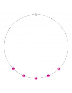 Collier 5 Perles de Culture Rondes 6 mm en Argent 925 - 5 Coloris - ROMY