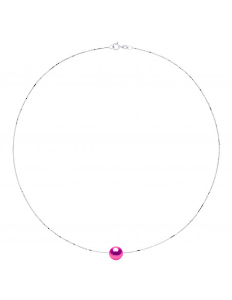 Catena collana con perla di cultura rotonda da 9 mm - 5 colori - 925 argento - ambra