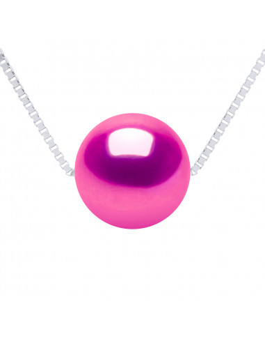 Catena collana con perla di cultura rotonda da 9 mm - 5 colori - 925 argento - ambra